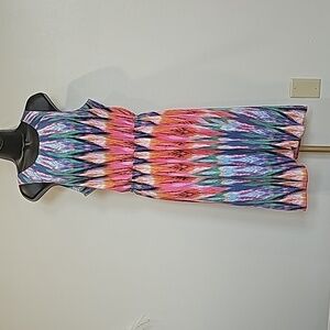 Athleta Blouson Tassel Tie Up Back Ikat Quick Dry Rainbow Zig Zag Womens Size S